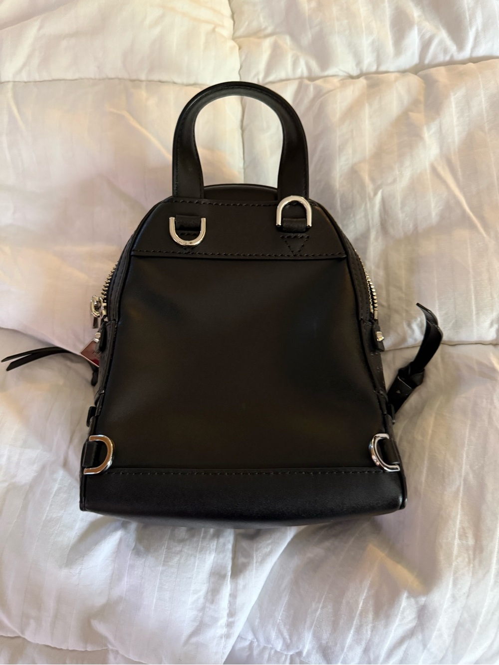 Michael Kors Black Leather Star-Perforated Backpack with Silver Logo - Picture 2 of 8